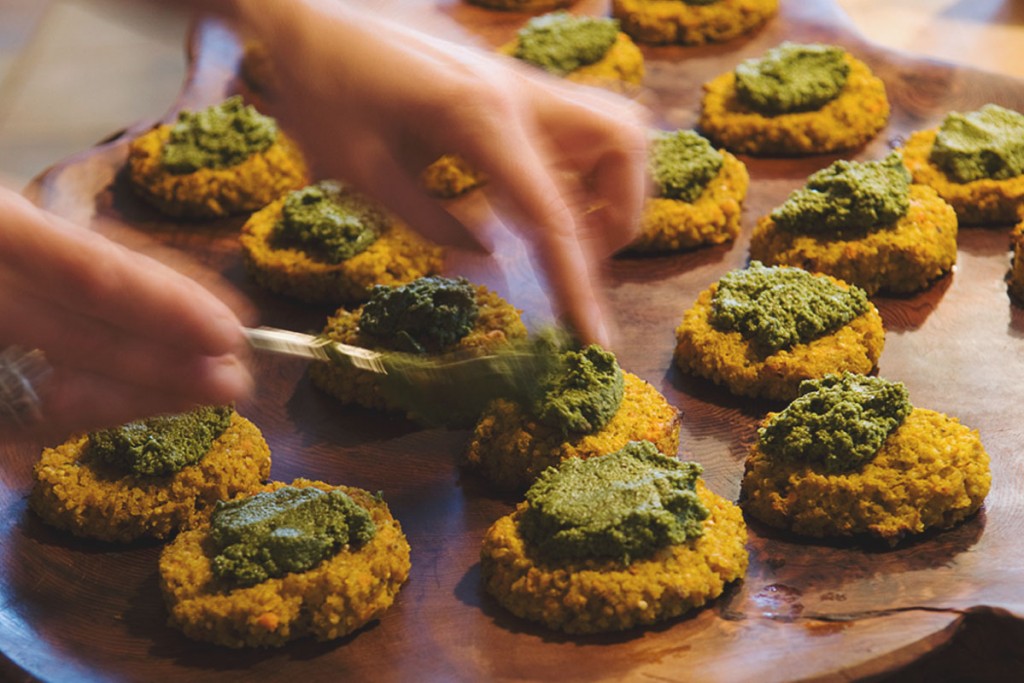 Yam Millet Patties with Cilantro Pesto