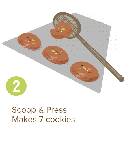 Scoop & Press. Makes 7 cookies.